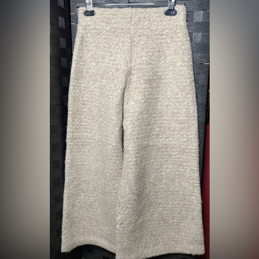 H&M Cream Wool Wide-Leg Pants